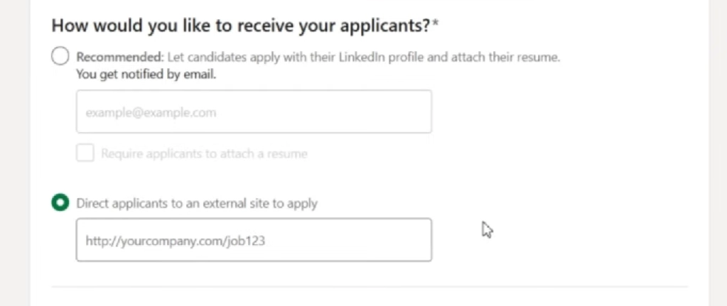 LinkedIn job posting apply options that route applicants into AI candidate screening
